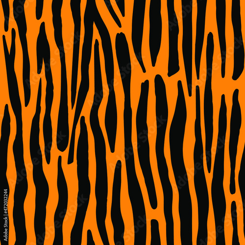 Tiger fur repeating texture, Animal skin stripes, Tiger stripe tiling pattern, Seamless vector pattern
