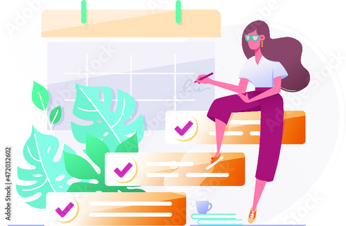 Young Beautiful Woman Silhouette with To Do List