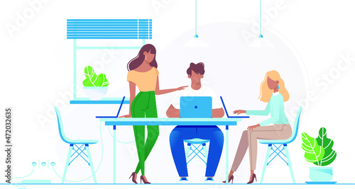 Team Works in the Office For Laptops