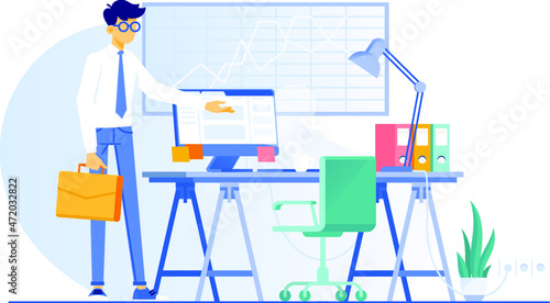 Man in Office Workplace for Managers, IT, Business