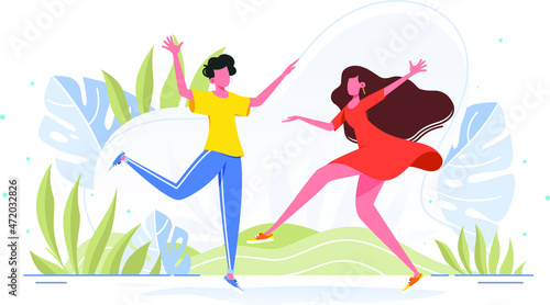 Friends Dance and Joy Together in Casual