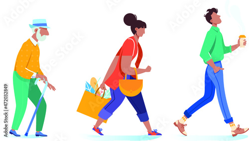 Young Woman and Man with Grandfather Walking