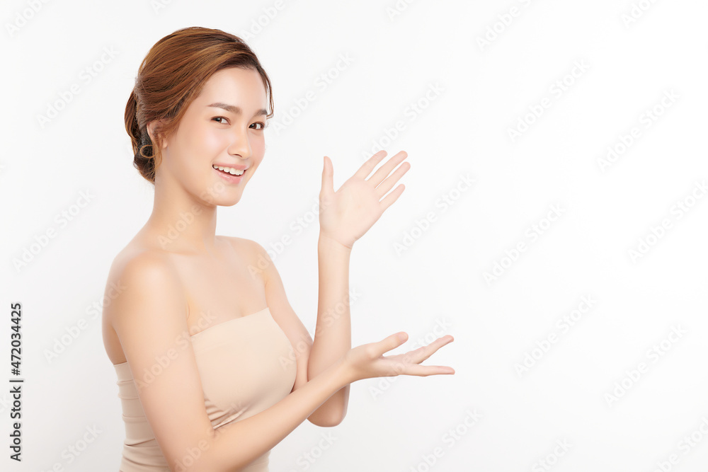 Beautiful young asian woman with clean fresh skin on white background, Face care, Facial treatment, Cosmetology, beauty and spa, Asian women portrait. Beautiful young asian woman with clean fresh skin on white background, Face care, Facial treatment, Cosmetology, beauty and spa, Asian women portrait.