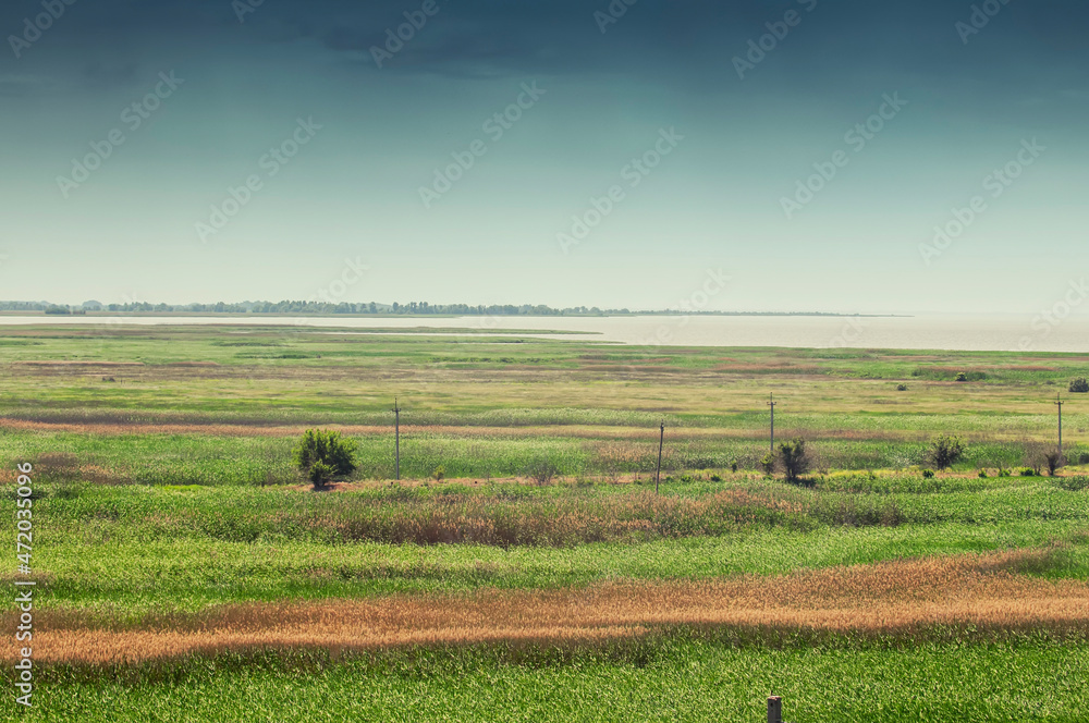 Obraz premium View of steppe and upper river Don in Russia. Beautiful summer landscape.