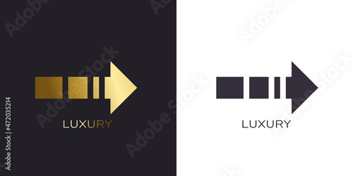 Gold Arrow in motion movement Golden Luxury Logo