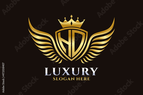 Luxury royal wing Letter HD crest Gold color Logo vector, Victory logo, crest logo, wing logo, vector logo template.