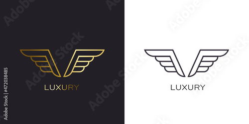Gold Wings emblem silhouette movement Golden Luxury Logo