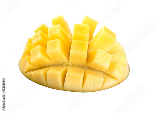 Sliced mango isolated on a white background
