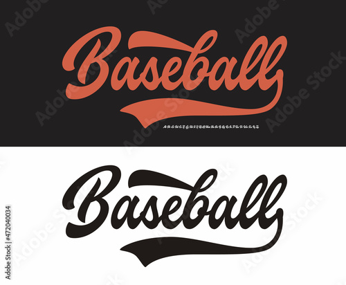 Baseball typeface. Original Retro Script Font. Vector