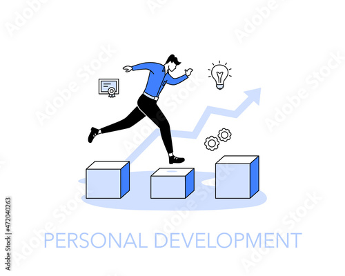 Illustration of personal development symbol with a person developing his capabilities and potential. Easy to use for your website or presentation.