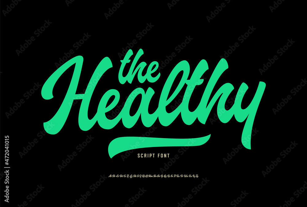 The Healty. Original Retro Script Font. Vector The Healty. Original Retro Script Font. Vector