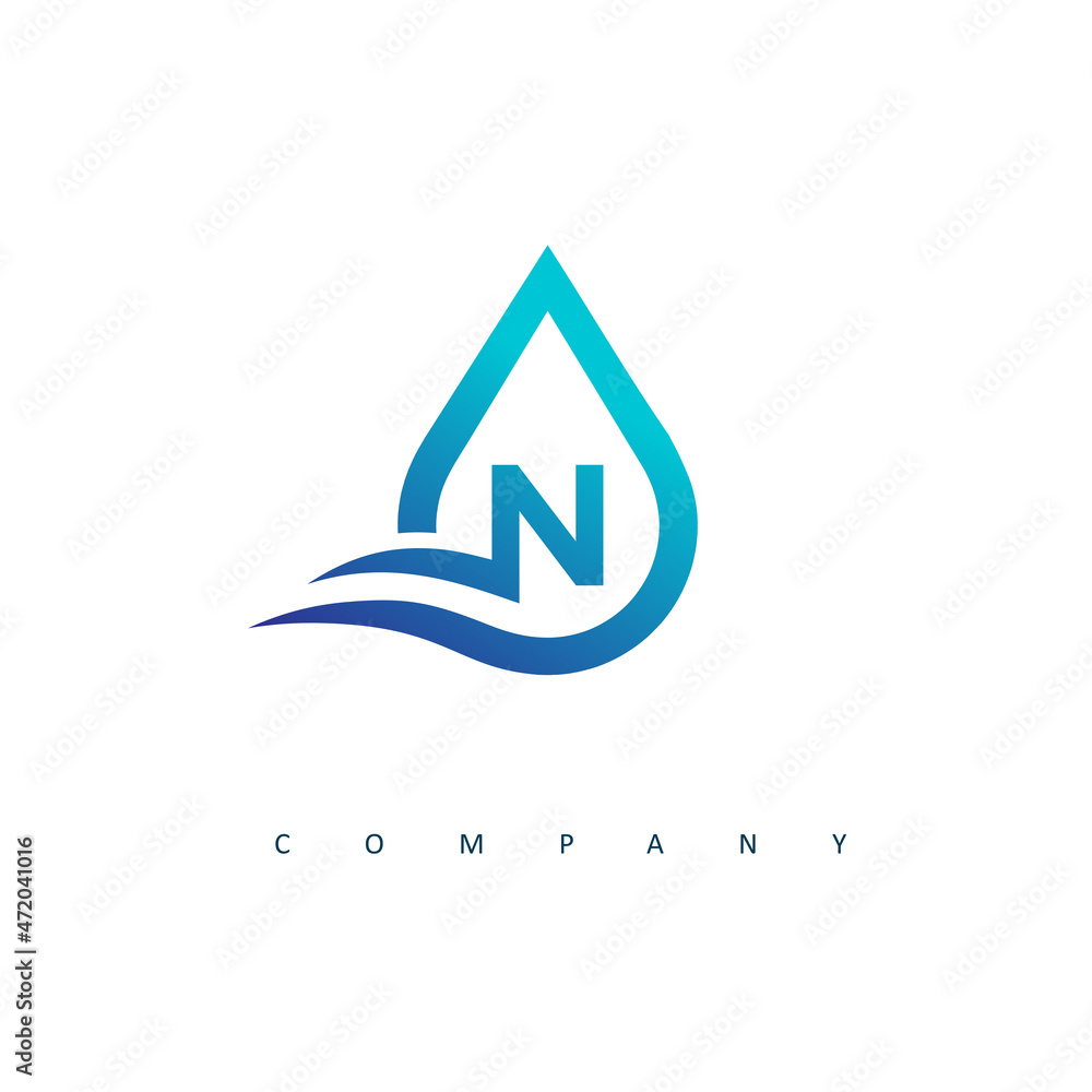 Initial N water logo design Initial N water logo design