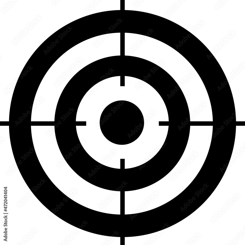 Target icon, black silhouette. Hitting the target. Highlighted on a white background. Vector illustration. A series of business icons. Target icon, black silhouette. Hitting the target. Highlighted on a white background. Vector illustration. A series of business icons.