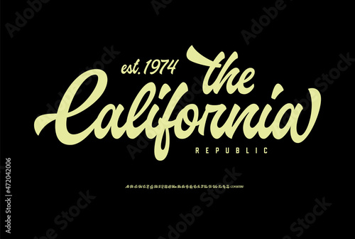 The California. Original Retro Script Font. Vector