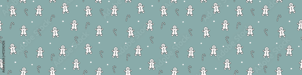 Seamless pattern with  Xmas cookies. Christmas banner. Vector
