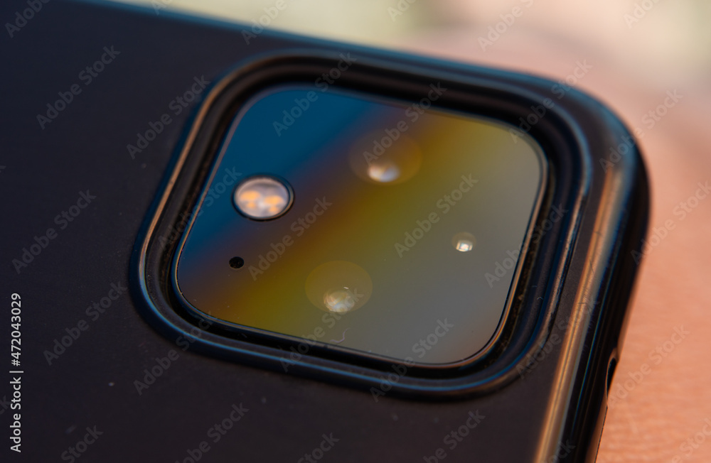 smartphone camera behind the phone close up