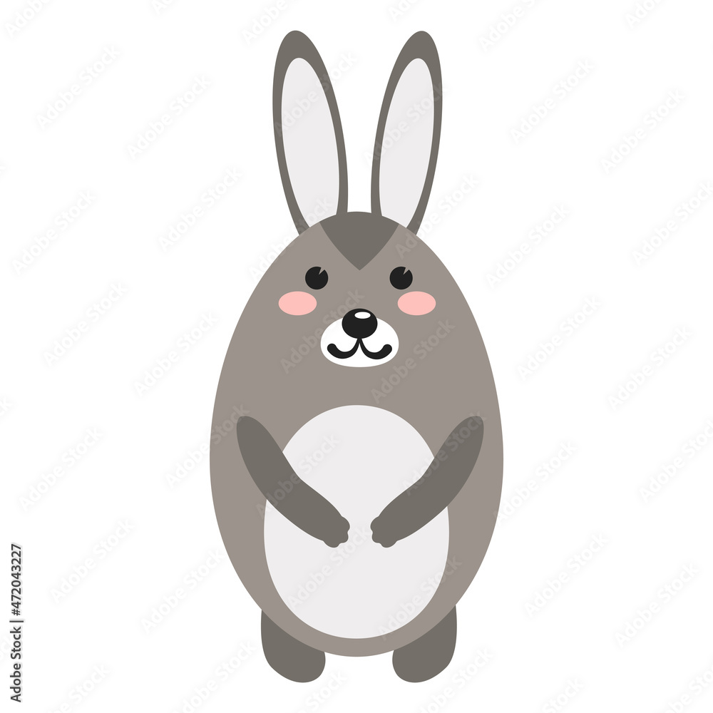 hare , hand-drawn forest animal. cartoon rabbit vector illustration