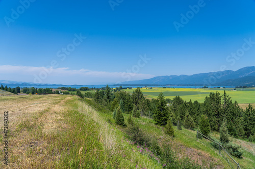 Flathead Lake Overlook Scenic Turnout near Kalispell, Polson, and Lakeside, Montana on a sunny summer afternoon