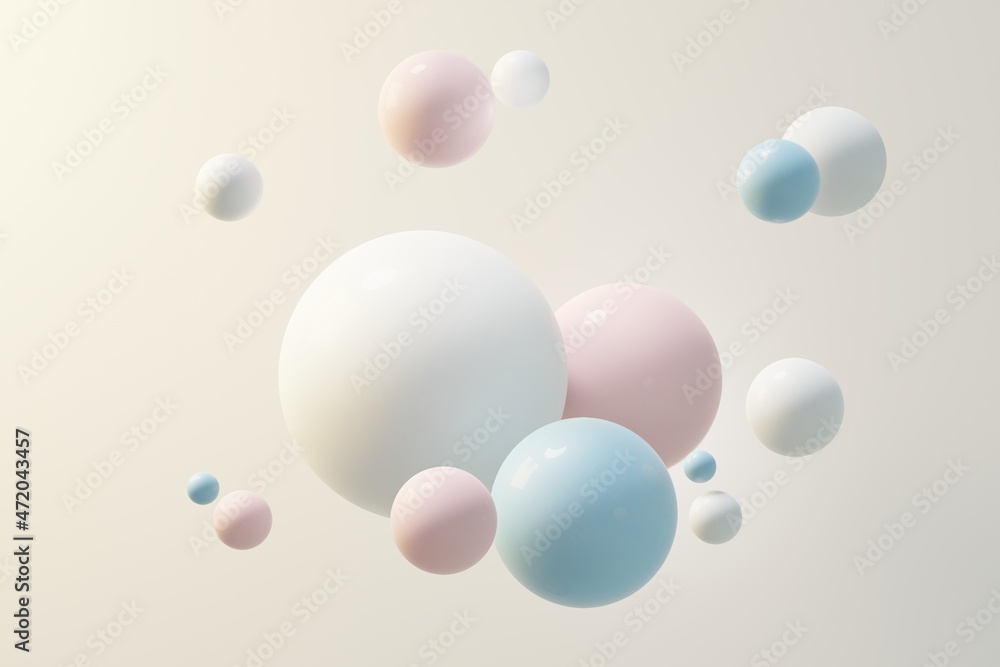 3d render of pastel ball, soaps bubbles, blobs that floating on the air isolated on pastel background. Abstract scene. 3d render of pastel ball, soaps bubbles, blobs that floating on the air isolated on pastel background. Abstract scene.