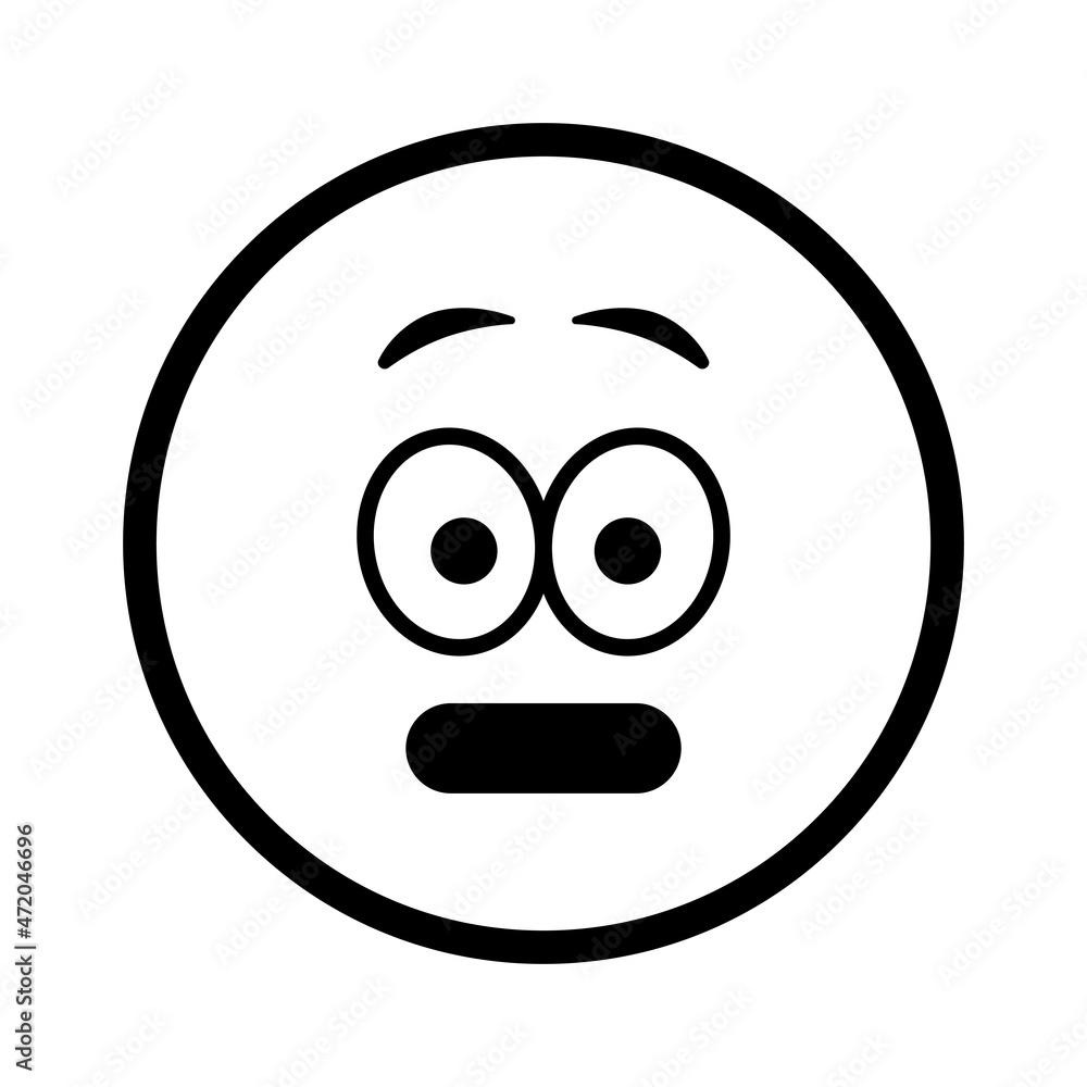 Sad surprised face. Emoji icon vector. Emoticon sign. Negative emotions. Vector illustration. Sad surprised face. Emoji icon vector. Emoticon sign. Negative emotions. Vector illustration.