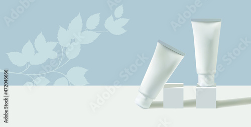 Blank Plastic Tube For Cosmetics. Realistic Illustration. Body Butter Recipient Mock-up
