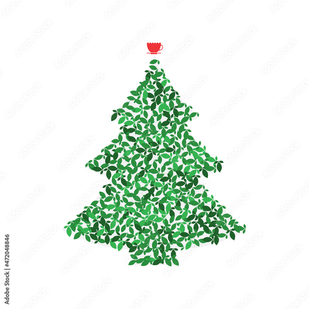 Christmas Tree Shape Made of Green Tea Leaves Christmas Tree Shape Made of Green Tea Leaves