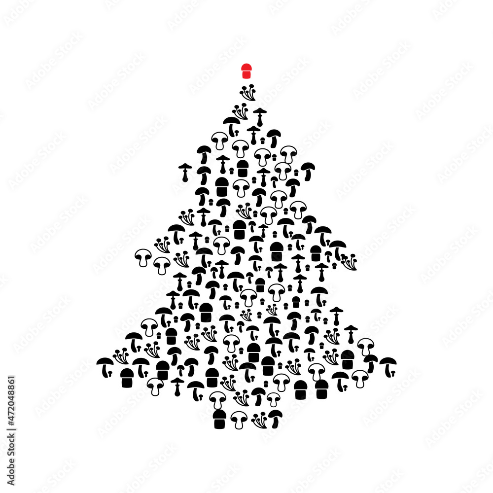Christmas Tree Shape Made of Mushrooms Christmas Tree Shape Made of Mushrooms