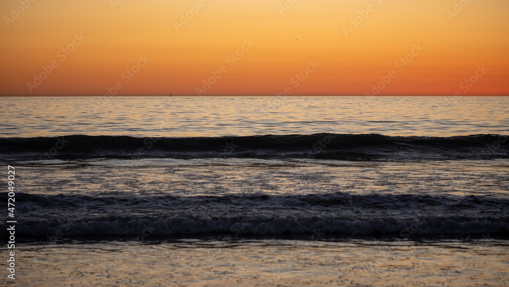 Orange sunset at the beach