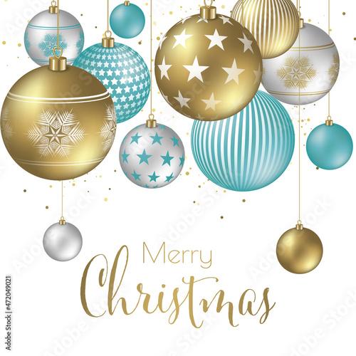 Merry Christmas illustration - Hanging christmas balls  festive design for celebration 