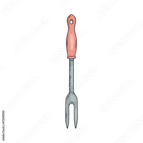 Kitchen cooking pitchfork or meat fork utensil, vector illustration isolated.