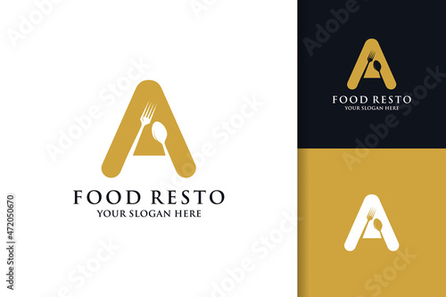 spoon fork letter A food restaurant inspiration logo