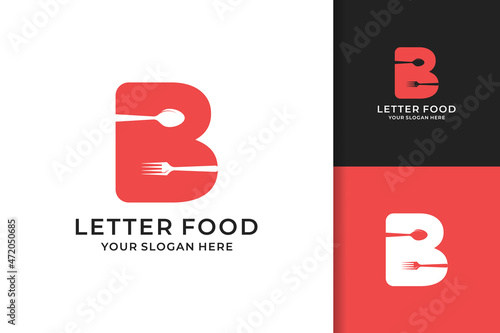 spoon fork letter B food restaurant inspiration logo photo