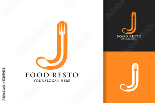 spoon fork letter J food restaurant inspiration logo