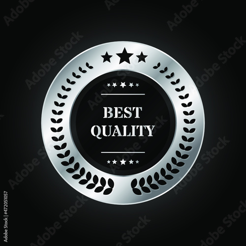 Best Quality Silver and Black Luxury Label Emblem Isolated Vector