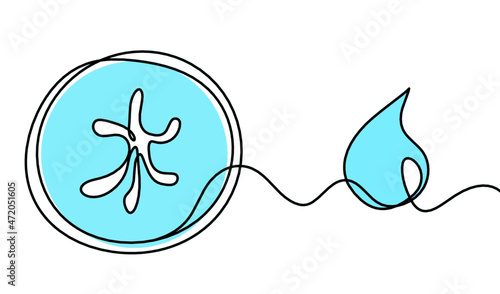Abstract color element of water (hieroglyphs "water" in english) with drop in feng shui as line drawing on the white background. Vector