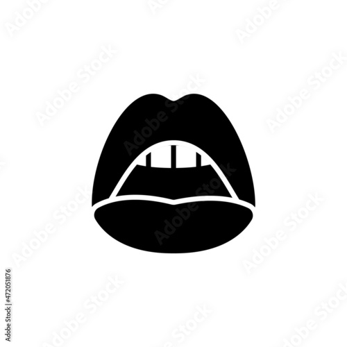 Sexy woman black lips  female open mouth