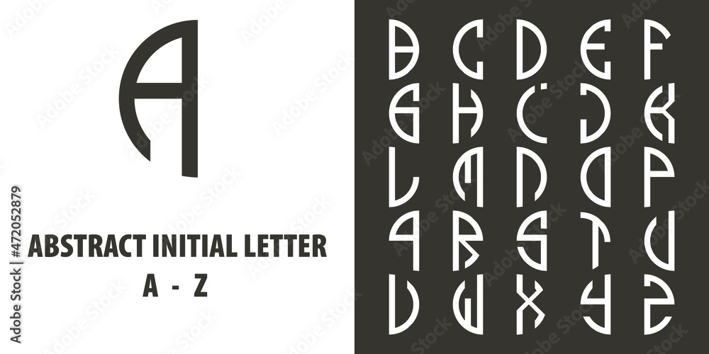Abstract Initial Letter A till Z in attractive vintage brown color and half-circle shape - obrazy, fototapety, plakaty 