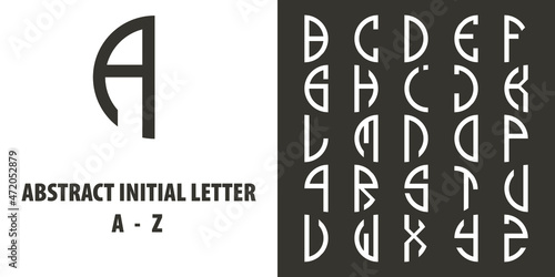 Abstract Initial Letter A till Z in attractive vintage brown color and half-circle shape