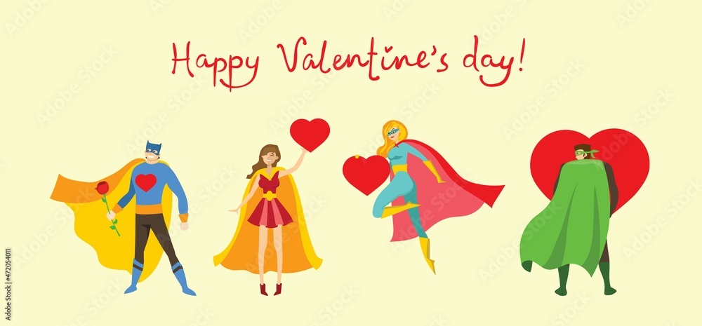 Share your Love. Hands and people with hearts as love massages. Vector illustration for Valentine's day in the flat style Share your Love. Hands and people with hearts as love massages. Vector illustration for Valentine's day in the flat style
