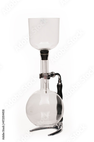 Siphon vacuum coffee maker on white background