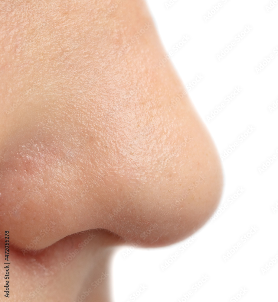 Boy's nose on a white background. Boy's nose on a white background.