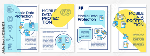 Mobile devices digital safety tips brochure template. Flyer, booklet, leaflet print, cover design with linear icons. Vector layouts for presentation, annual reports, advertisement pages