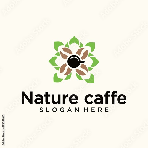 Coffee leaf logo nature logo design template abstract green leaf symbol for coffee shop in nature