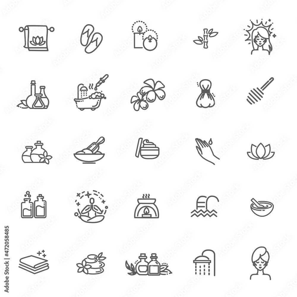 Outline web icon set - Spa and Beauty