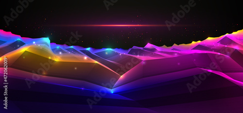 Science fiction vector cosmic illustration, space fantastic planet 3d line drawing. Usable as abstract background with copy space for title and text.