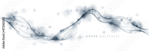 Flowing energy particles, wave of blended dots. Curved dotted 3d lines vector effect illustration. 3d futuristic technology style.