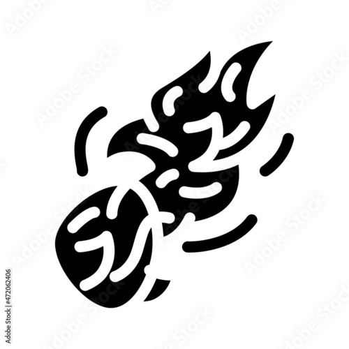 bolide burning glyph icon vector. bolide burning sign. isolated contour symbol black illustration