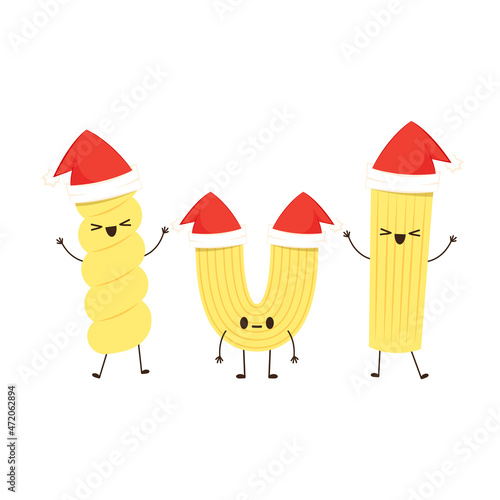 Pasta noodles character design. Pasta noodles on white background.