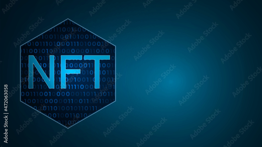 NFT non-fungible blue background-fungible token, NFTs unique blockchain assigned digital data flow with show coin, crypto art blockchain technology concept. background with lights. NFT non-fungible blue background-fungible token, NFTs unique blockchain assigned digital data flow with show coin, crypto art blockchain technology concept. background with lights.