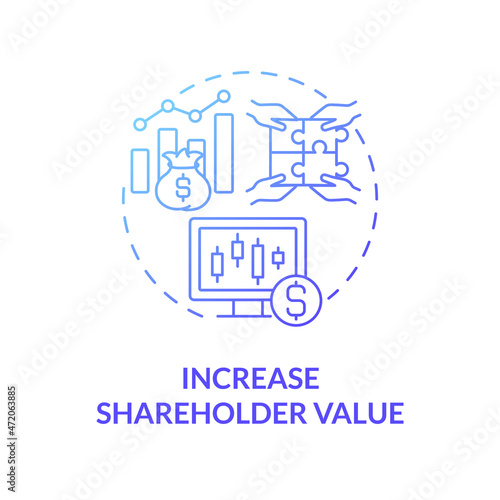 Increase shareholder value blue gradient concept icon. Business expansion importance abstract idea thin line illustration. Board of directors. Management. Vector isolated outline color drawing
